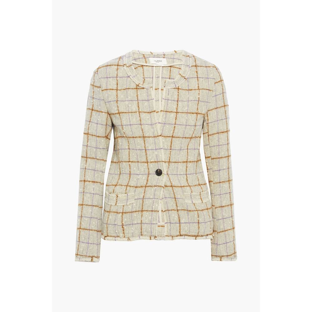Isabel Marant �toile 'Lyra' Tan Checked Wool Blend Boucl� Tweed Jacket Size XS